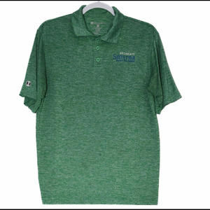 Holloway Mens Green Polo Shirt Polyester Heather Collared Logo Short Sleeve Sz M